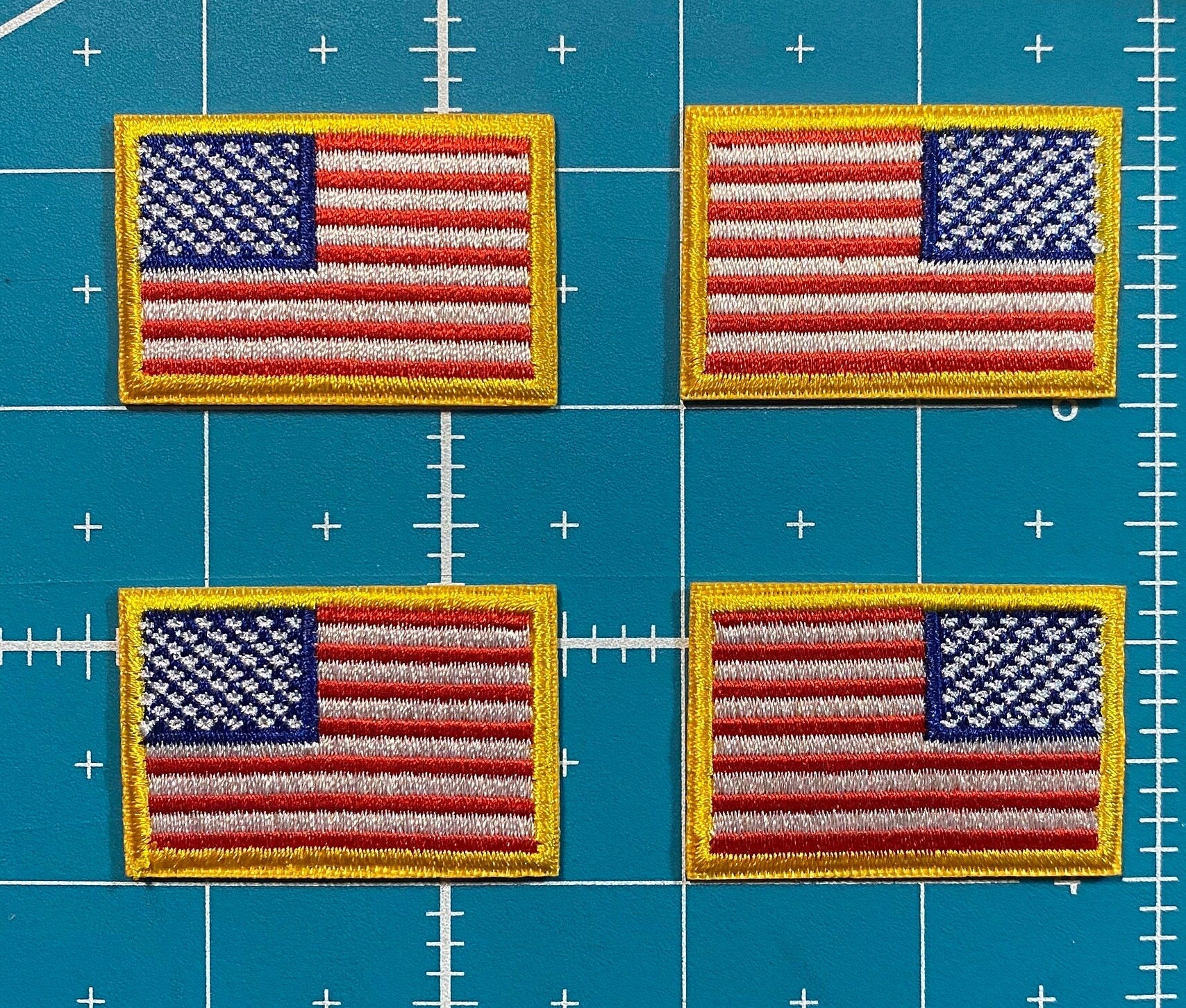Small American Flag Iron-On Patches, Set of 4 – 1.75" × 1.25"